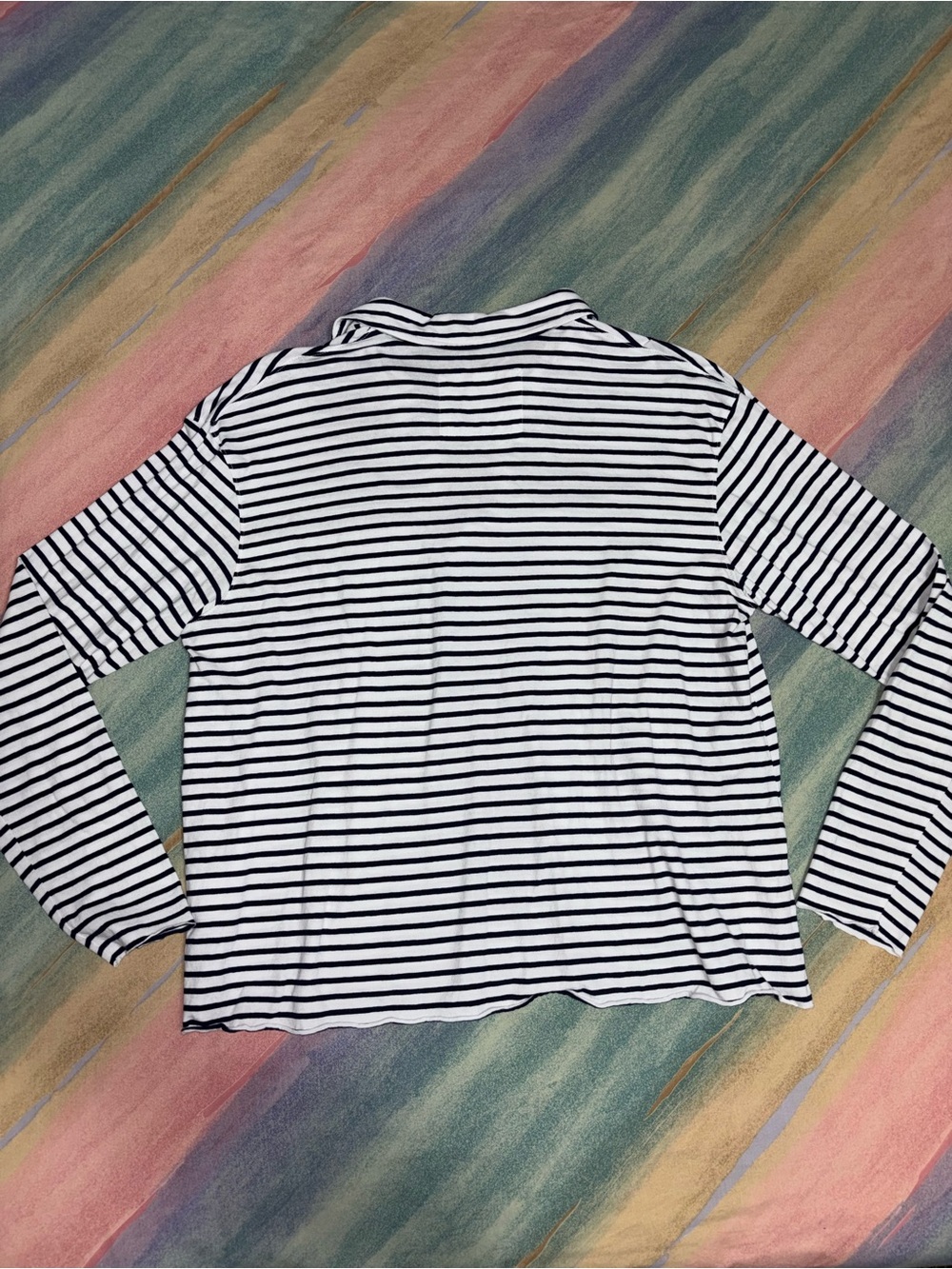 Frank & Eileen Patrick Popover Henley Top L Coastal Chic Stripes Quiet Luxury - Picture 4 of 6